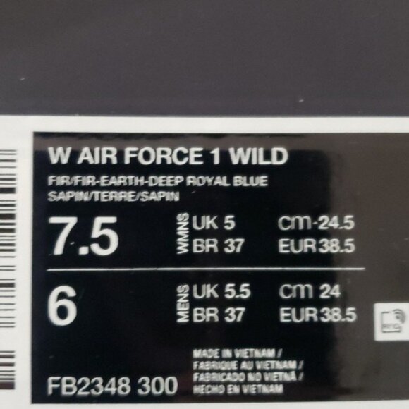 New Nike Air Force 1 Wild Womens Green Suede Sneakers Size 7.5 Streetwear Casual